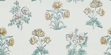 Load image into Gallery viewer, Cotton Cream Seafoam Taupe Floral Chintz Drapery Fabric FB