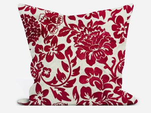 Custom Lee Jofa Oscar De La Renta Flora Red Neutral Beige Floral Embroidered Pillow Cover