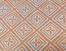 Load image into Gallery viewer, 1.8 Yard Quadrille China Sea Fiorentina Terracotta Orange on White Linen Fabric