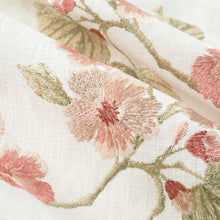 Load image into Gallery viewer, Cotton Floral Embroidered Cream Peach Coral Taupe Sage Green Drapery Fabric