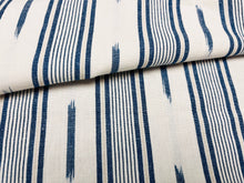 Load image into Gallery viewer, 1.25 Yard Remnant Thibaut Odeshia Stripe Navy Cotton Fabric