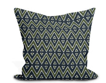Load image into Gallery viewer, Custom Pillow Cover in Abstract Geometric Thibaut Tiburon in Green and Bluestone - One Side