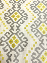 Load image into Gallery viewer, Kravet Design 33316-411 Embroidered Grey Green Chartreuse Ikat Drapery Fabric WHS 5179