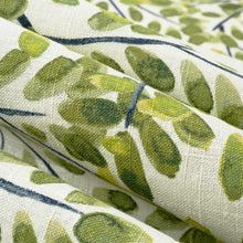 Load image into Gallery viewer, Linen Viscose Cream Green Chartreuse Floral Upholstery Drapery Fabric FB