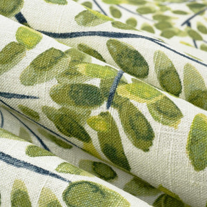 Linen Viscose Cream Green Chartreuse Floral Upholstery Drapery Fabric FB