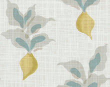 Load image into Gallery viewer, Cotton Cream Blue Grey Mustard Yellow Radish Floral Drapery Fabric FB