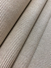Load image into Gallery viewer, 1.5 Yard Designer Water &amp; Stain Resistant Indoor Outdoor Cream Brown Stripe Tweed Upholstery Fabric WHS 4611
