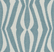 Load image into Gallery viewer, Bella Dura Indoor Outdoor Marina Bay Geometric Aqua Blue Cream Upholstery Drapery Fabric FB
