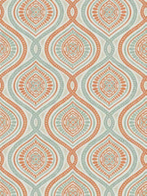 Load image into Gallery viewer, Cotton Cream Beige Coral Teal Green Medallion Upholstery Drapery Fabric FB