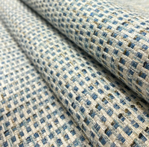 Designer Heavy Duty Water Stain Resistant Teal Blue Brown Cream Tweed Upholstery Fabric STA 5133