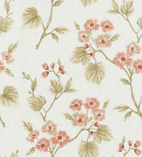 Load image into Gallery viewer, Cotton Floral Embroidered Cream Peach Coral Taupe Sage Green Drapery Fabric