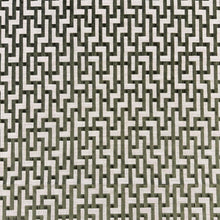 Load image into Gallery viewer, Beige Olive Green Geometric Fret Cut Velvet Upholstery Fabric MGF