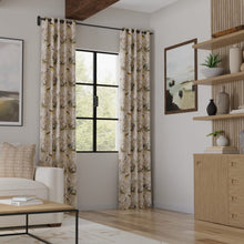Load image into Gallery viewer, Cotton Linen Ivory Taupe Brown Green Bird Stork Heron Toile Upholstery Drapery Fabric