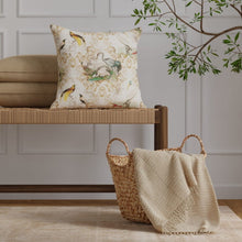 Load image into Gallery viewer, Cotton Linen Ivory Taupe Brown Green Bird Stork Heron Toile Upholstery Drapery Fabric