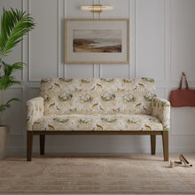 Load image into Gallery viewer, Cotton Linen Ivory Taupe Brown Green Bird Stork Heron Toile Upholstery Drapery Fabric