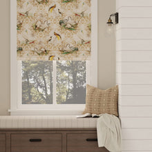 Load image into Gallery viewer, Cotton Linen Ivory Taupe Brown Green Bird Stork Heron Toile Upholstery Drapery Fabric