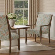 Load image into Gallery viewer, Linen Cotton Aqua Blue Coral Pink Green Floral Upholstery Drapery Fabric