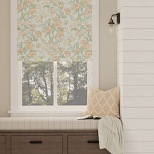Load image into Gallery viewer, Linen Cotton Aqua Blue Coral Pink Green Floral Upholstery Drapery Fabric