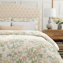 Load image into Gallery viewer, Linen Cotton Ivory Pink Green Floral Upholstery Drapery Fabric