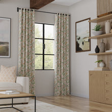 Load image into Gallery viewer, Linen Cotton Ivory Pink Green Floral Upholstery Drapery Fabric
