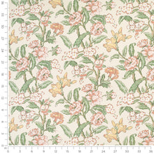 Load image into Gallery viewer, Linen Cotton Ivory Pink Green Floral Upholstery Drapery Fabric