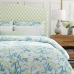 Load image into Gallery viewer, Linen Cotton Aqua Blue Ivory Green Floral Upholstery Drapery Fabric