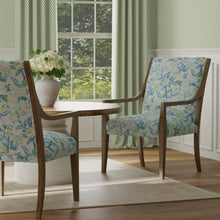 Load image into Gallery viewer, Linen Cotton Aqua Blue Ivory Green Floral Upholstery Drapery Fabric