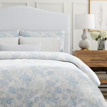 Load image into Gallery viewer, Cotton Blue White Toile Floral Upholstery Drapery Fabric