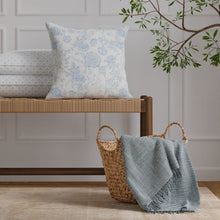 Load image into Gallery viewer, Cotton Blue White Toile Floral Upholstery Drapery Fabric