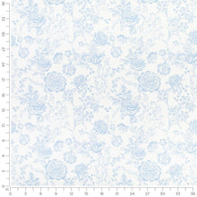 Load image into Gallery viewer, Cotton Blue White Toile Floral Upholstery Drapery Fabric