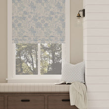 Load image into Gallery viewer, Cotton Blue White Toile Floral Upholstery Drapery Fabric