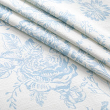 Load image into Gallery viewer, Cotton Blue White Toile Floral Upholstery Drapery Fabric