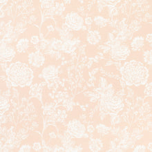 Load image into Gallery viewer, Cotton Rose Pink Ivory Rose Toile Floral Upholstery Drapery Fabric