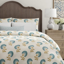 Load image into Gallery viewer, Beige Mustard Brown Teal Blue Floral Embrodiered Drapery Fabric / Spa