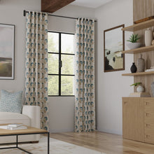 Load image into Gallery viewer, Beige Mustard Brown Teal Blue Floral Embrodiered Drapery Fabric / Spa