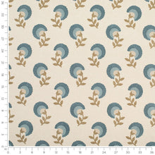 Load image into Gallery viewer, Beige Mustard Brown Teal Blue Floral Embrodiered Drapery Fabric / Spa