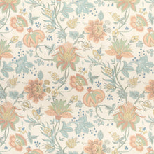 Load image into Gallery viewer, Cotton Coral Beige Green Teal Blue Floral Upholstery Drapery Fabric