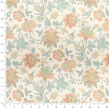 Load image into Gallery viewer, Cotton Coral Beige Green Teal Blue Floral Upholstery Drapery Fabric