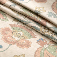 Load image into Gallery viewer, Cotton Coral Beige Green Teal Blue Floral Upholstery Drapery Fabric