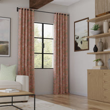 Load image into Gallery viewer, Cotton Coral Beige Green Blue Floral Upholstery Drapery Fabric
