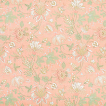 Load image into Gallery viewer, Cotton Coral Beige Green Blue Floral Upholstery Drapery Fabric
