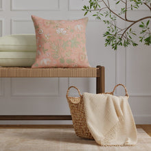 Load image into Gallery viewer, Cotton Coral Beige Green Blue Floral Upholstery Drapery Fabric