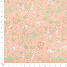 Load image into Gallery viewer, Cotton Coral Beige Green Blue Floral Upholstery Drapery Fabric
