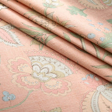 Load image into Gallery viewer, Cotton Coral Beige Green Blue Floral Upholstery Drapery Fabric