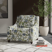 Load image into Gallery viewer, White Navy Blue Green Floral Jacobean Upholstery Drapery Fabric