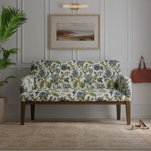 Load image into Gallery viewer, White Navy Blue Green Floral Jacobean Upholstery Drapery Fabric