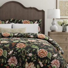 Load image into Gallery viewer, Black Mauve Burgundy Pink Green Floral Jacobean Upholstery Drapery Fabric