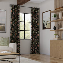 Load image into Gallery viewer, Black Mauve Burgundy Pink Green Floral Jacobean Upholstery Drapery Fabric