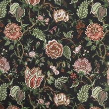 Load image into Gallery viewer, Black Mauve Burgundy Pink Green Floral Jacobean Upholstery Drapery Fabric