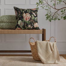 Load image into Gallery viewer, Black Mauve Burgundy Pink Green Floral Jacobean Upholstery Drapery Fabric